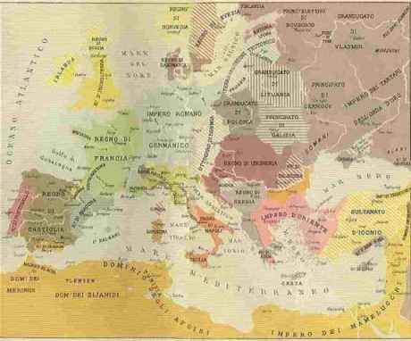 Carta dell'Europa verso la fine del 1200