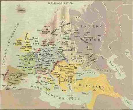 Carta dell'Europa alla fine del 1500