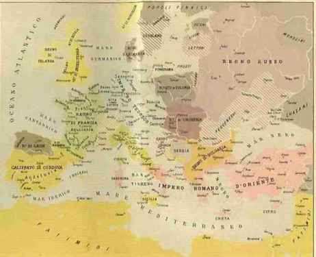 Carta dell'Europa intorno al 1000 d.C.