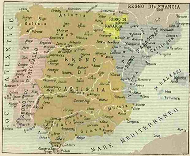 Carta geopol.degli Stati Iberici nel 1492